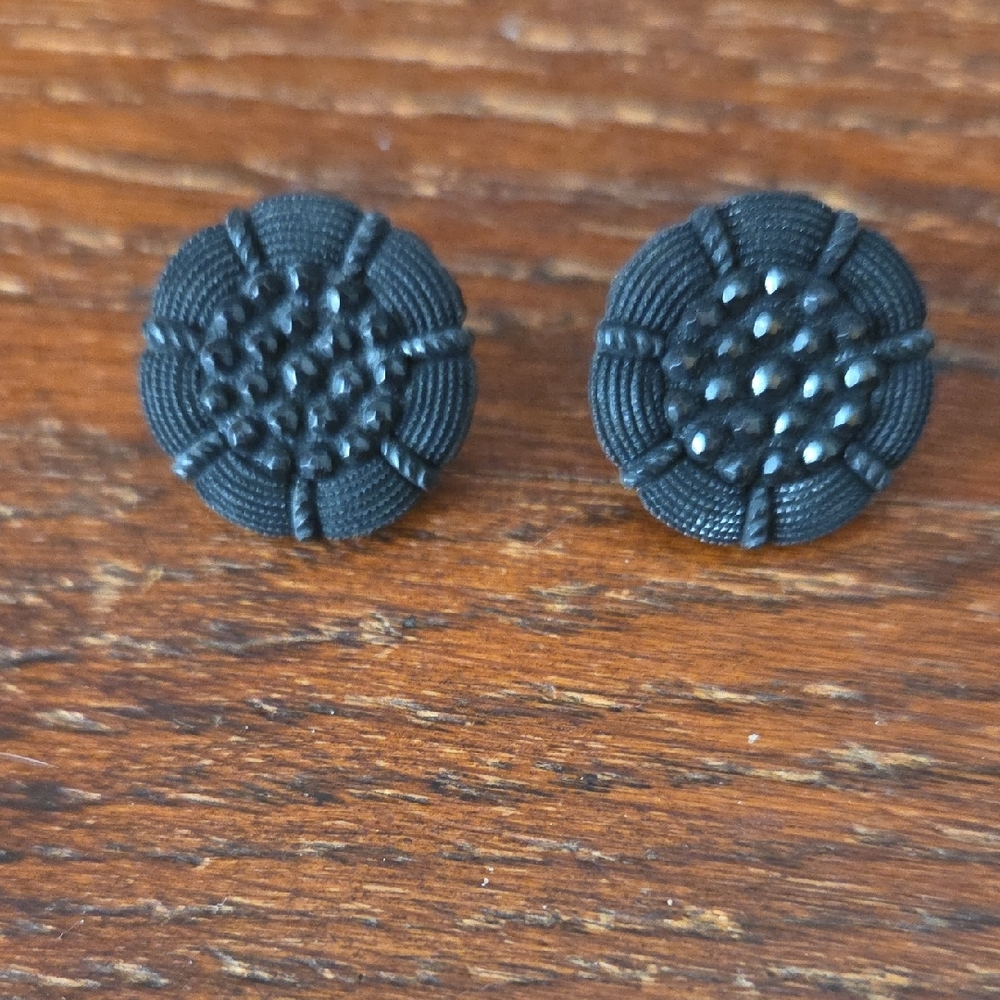 Vintage Antique Beaded Button Earrings